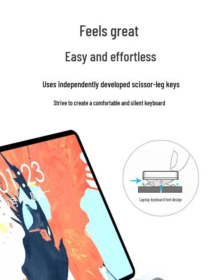 Tragbare dreifach faltbare Bluetooth-Tastatur für Mobiltelefon, Tablet & Laptop