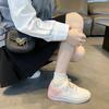 Gradient Color Flat White Shoes for Women, Thick Soled New Lace Up Board Shoes for High School Students, Casual Shoes for Women