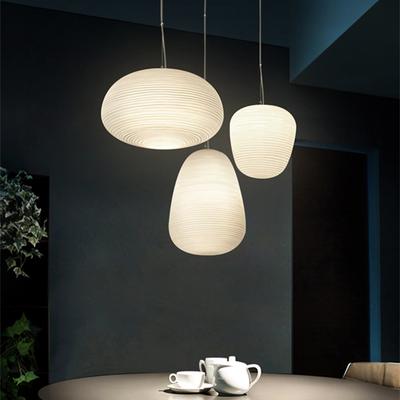 Milky White Glass Whorls Cocoon Pendant Light for Kitchen Dining Table Study Room Acrylic House Decor Hanging Lamp