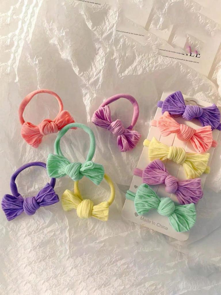 10 Pcs Fashion Simplicity Designed Dopamine Bow Elastic Hair Bands For Women Girls Party Hair Accessories