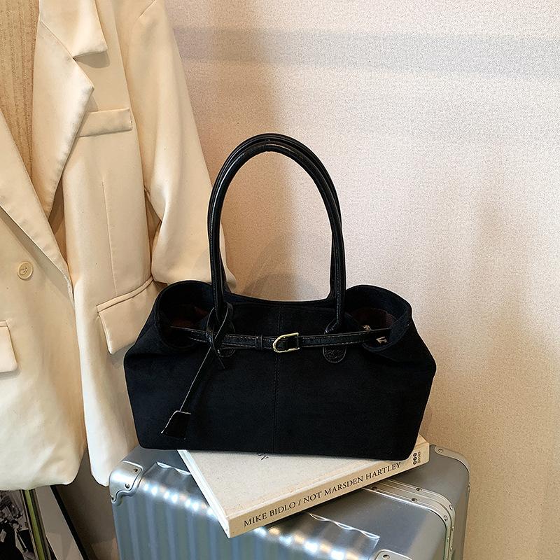 Suede Bag Women's Large Capacity 2025 New Autumn and Winter Versatile Retro Shoulder Underarm Bag Pleated Tote Bag