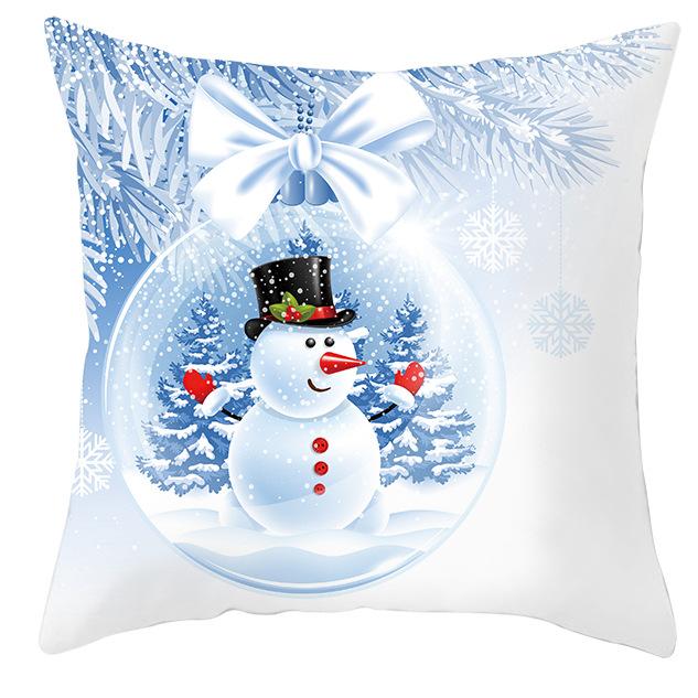 New Blue Snowflake Pillow Cover Winter Christmas Snowman Cushion Cover
