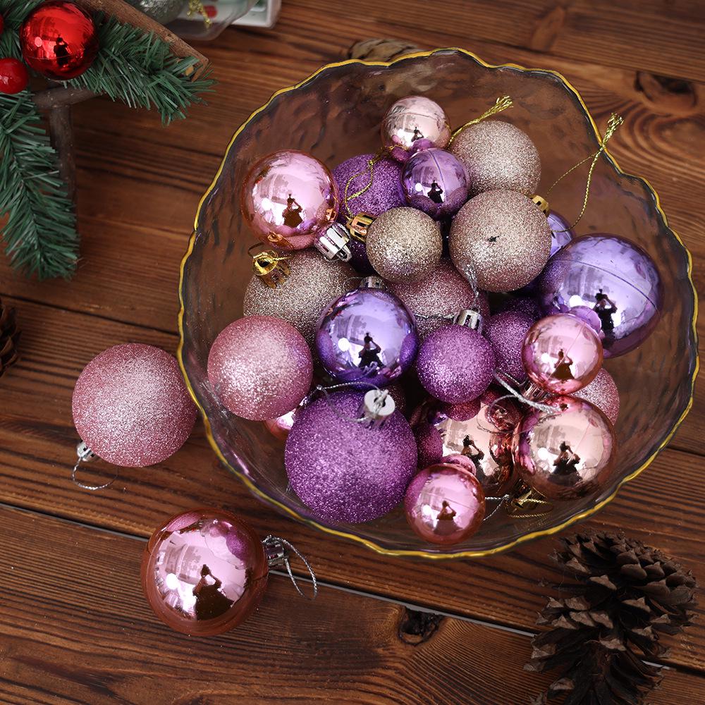 44-Piece Christmas Tree Ornament Set: Glittered Christmas Balls In Gift Box