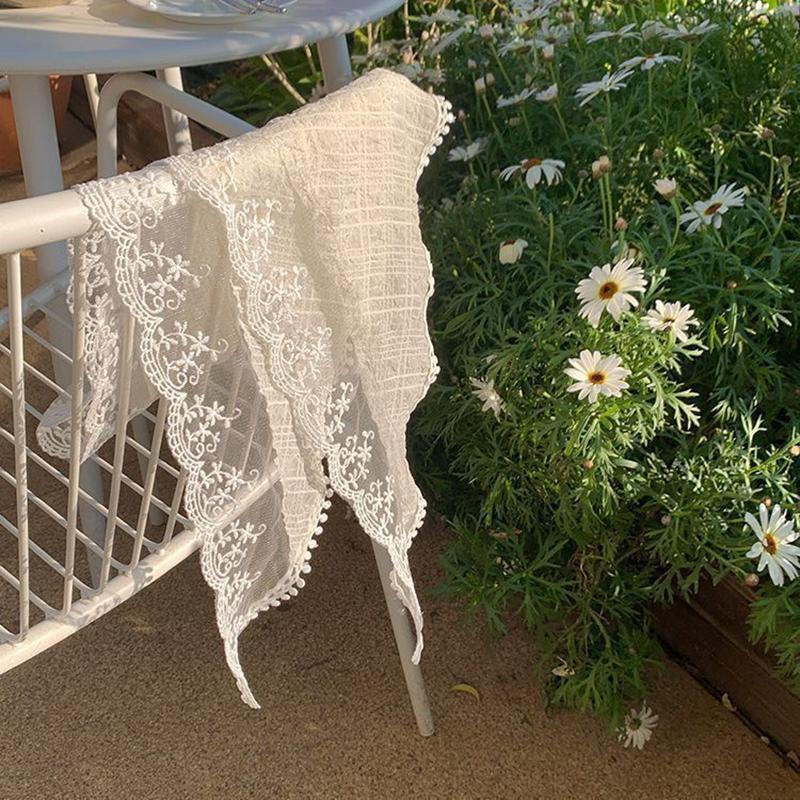 Korean Ins Lace Hair Scarf Retro Hollow Lace Triangle Hair Band Strap Hair Bag Headscarf Travel Photo Headband Turban Accessorie