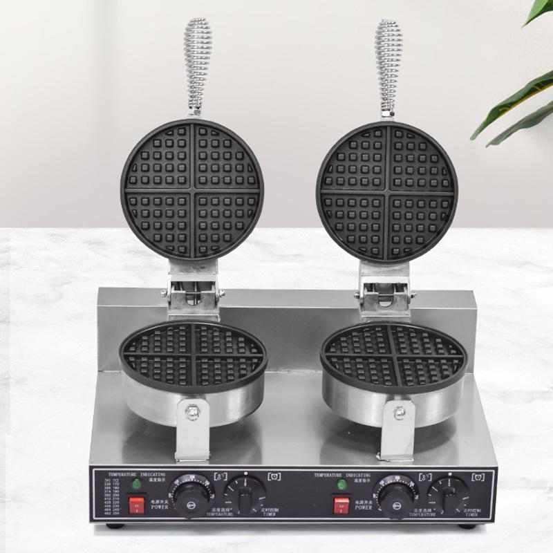 Heart-Shaped Double-Headed Commercial Waffle Maker with Electric Griddle
