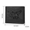 Cool PU Leather Men Short Wallet Black Grey Brown 3D Eagle Relief Pattern Leather Designer Wallet Credit Card Holders Men