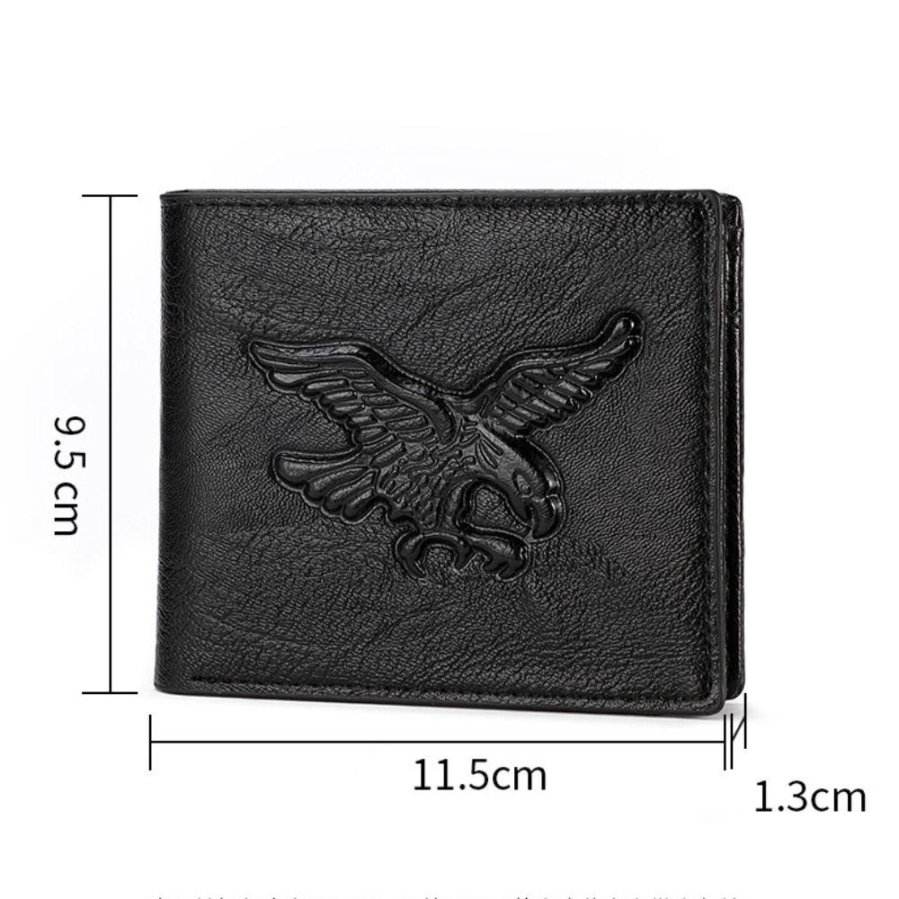 Cool PU Leather Men Short Wallet Black Grey Brown 3D Eagle Relief Pattern Leather Designer Wallet Credit Card Holders Men