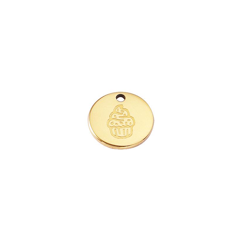 Mirror-Finish Titanium-Steel 18K Gold-Plated Ice Cream Pendant DIY Kit