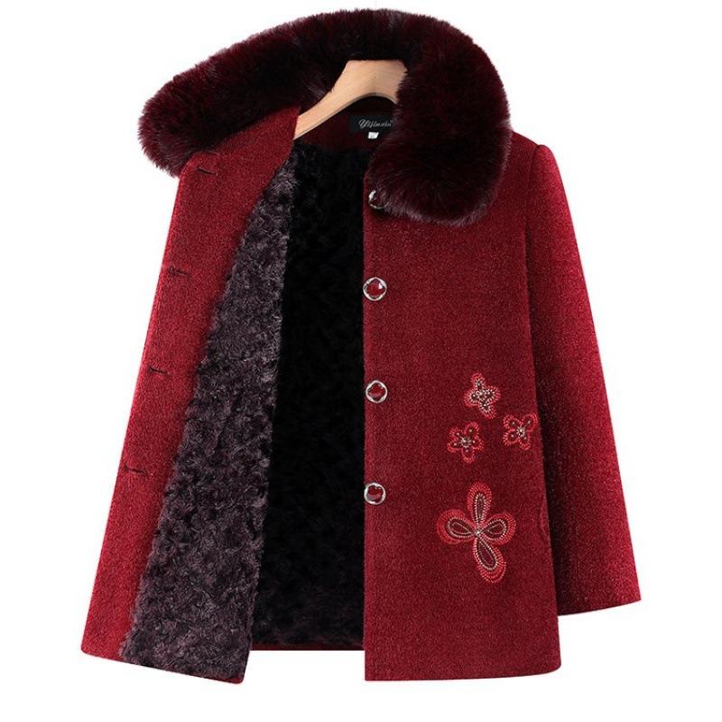 Winter Coat New Women's Fleece Thickened Woolen Coat Imitation Mink Fur Collar Clothes