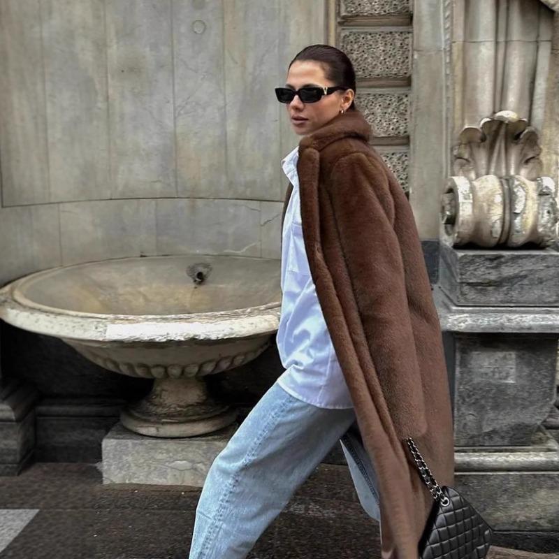 Autumn and Winter Thickened Mink Fur Coat Extended Suit Collar Versatile New Imitation Fur Jacket High-quality Plush Coat Women