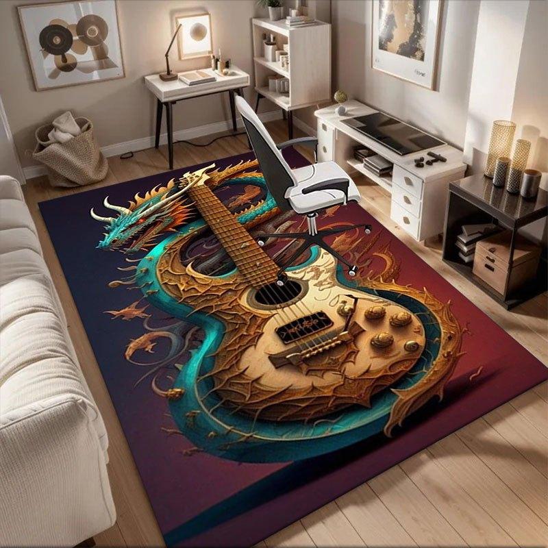Dragon Guitar Art Print - Fantasy Music DecorOffice Mat Home Decor Office Desk Chair Carpet for office ph128 60cm by 90cm