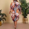 Polo Collar Long Dress Leopard Print Shirt Collar Long Sleeve Plus Size Women's Fashion Dress