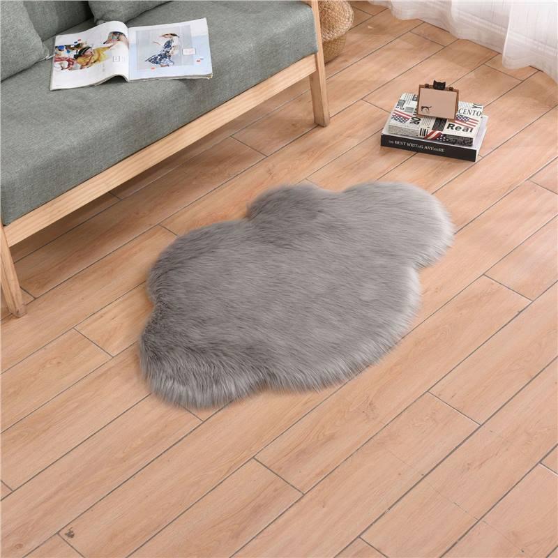 Faux Wool Cloud-Pattern Long Pile Rug for Living Room, Bedroom, and Bay Window
