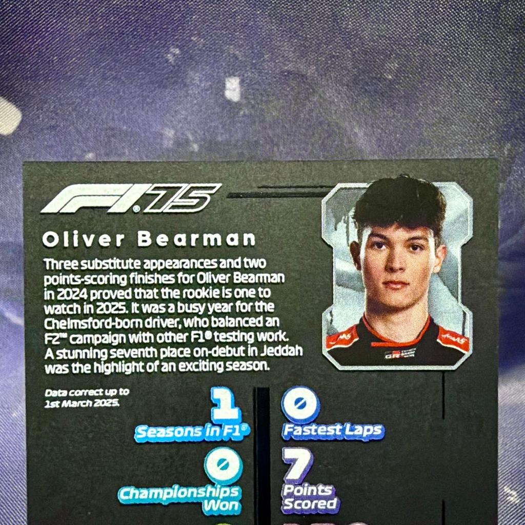 Used Topps F1 Turbo Attax 2025 Oliver Bearman