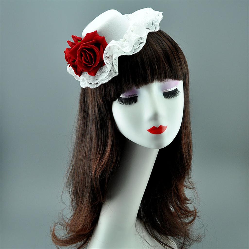 Lightweight Polyester Top Hat Headdress Gothic Floral Hair Accessory Daily Use Costume Party Wedding Event