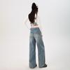 Spring 2026 Women's High-Waisted Retro Wide-Leg Jeans - Slimming, Floor-Length Design