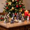 Christian Religious Gifts 11 Pcs Christmas Nativity Scene Set, Resin Mini Figurines Tabletop Decor, Indoor Creche Display Holy Family Angel