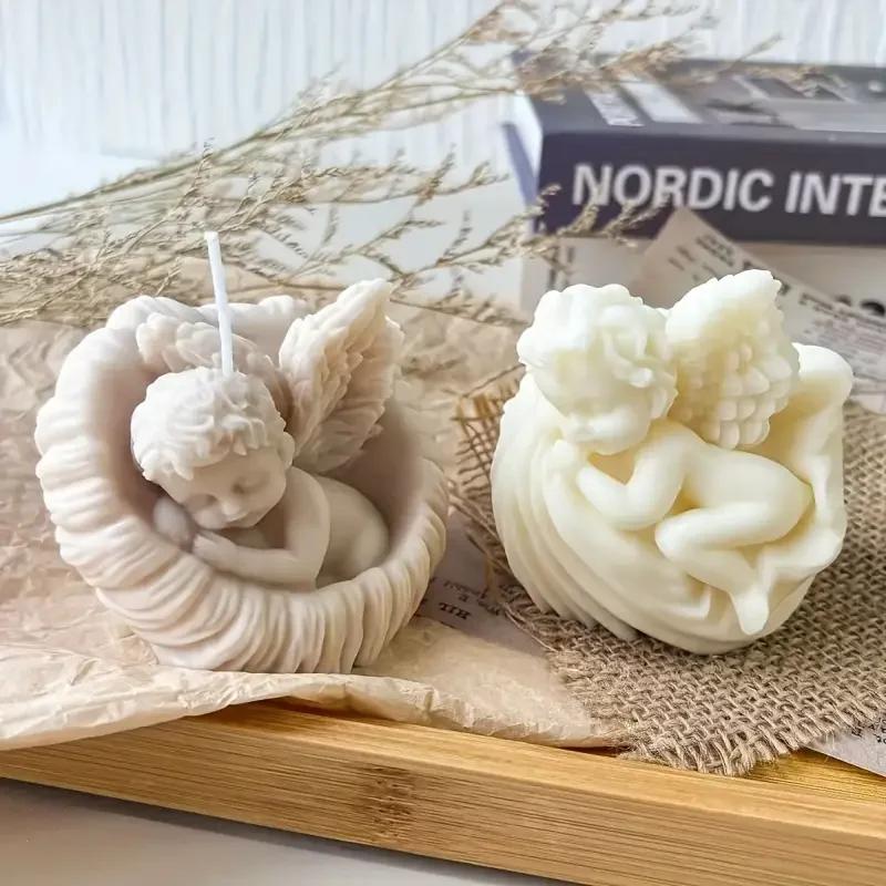 Top Quality Embossed Dreamy Angel Candle Silicone Mold - Suitable for DIY Church Candles, Holiday Decorations Plaster Home