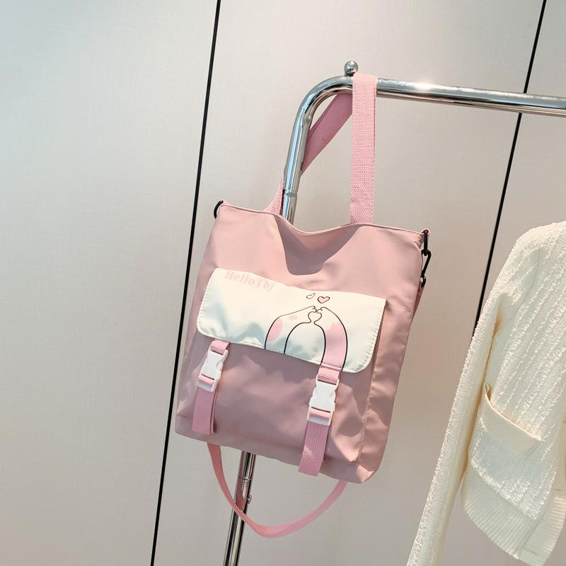 

2025 nylon cloth printing women s single shoulder oblique tote bag large capacity students class tutoring shopping bag women розовый