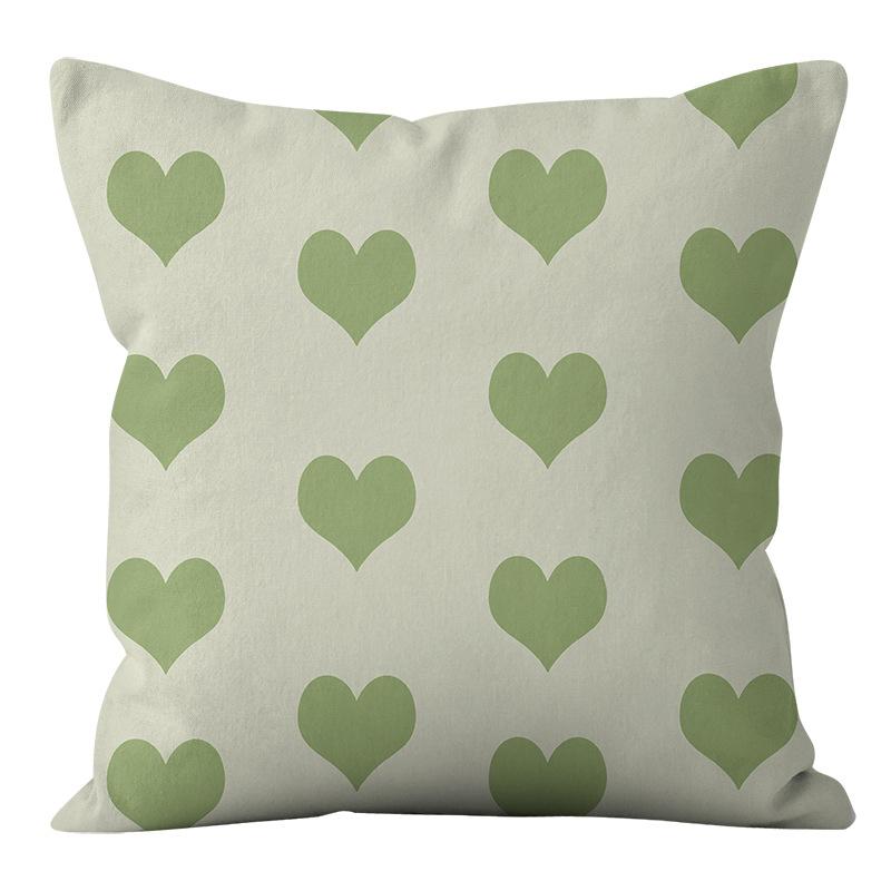 Small Clear Green Geometric Flower Print Pillowcase Short Velvet Cushion Living Room Sofa Pillowcase