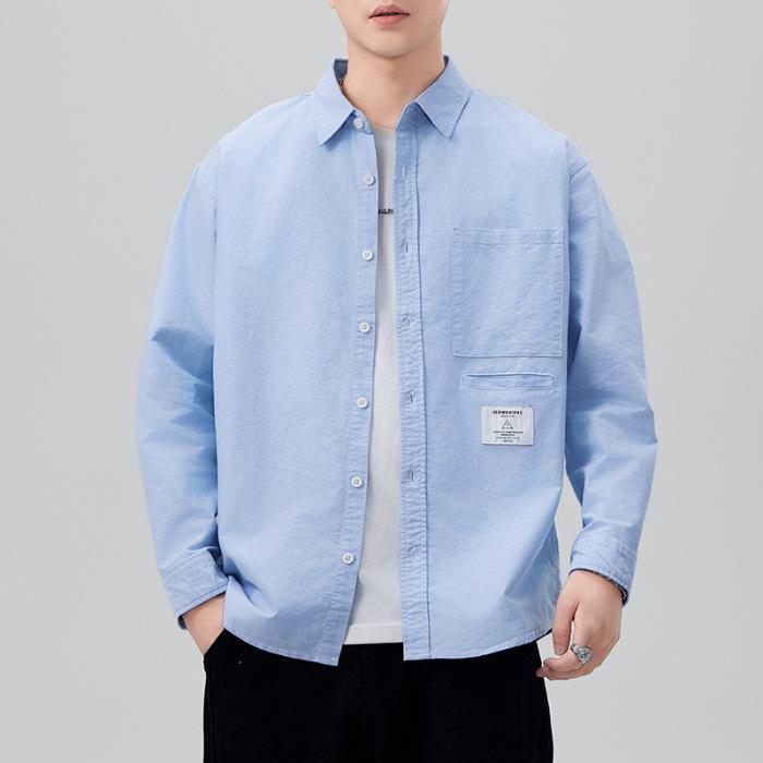 

Японская ретро рабочая рубашка мужская полосатая свободная повседневная американская весна новый стиль подкладка 4XL