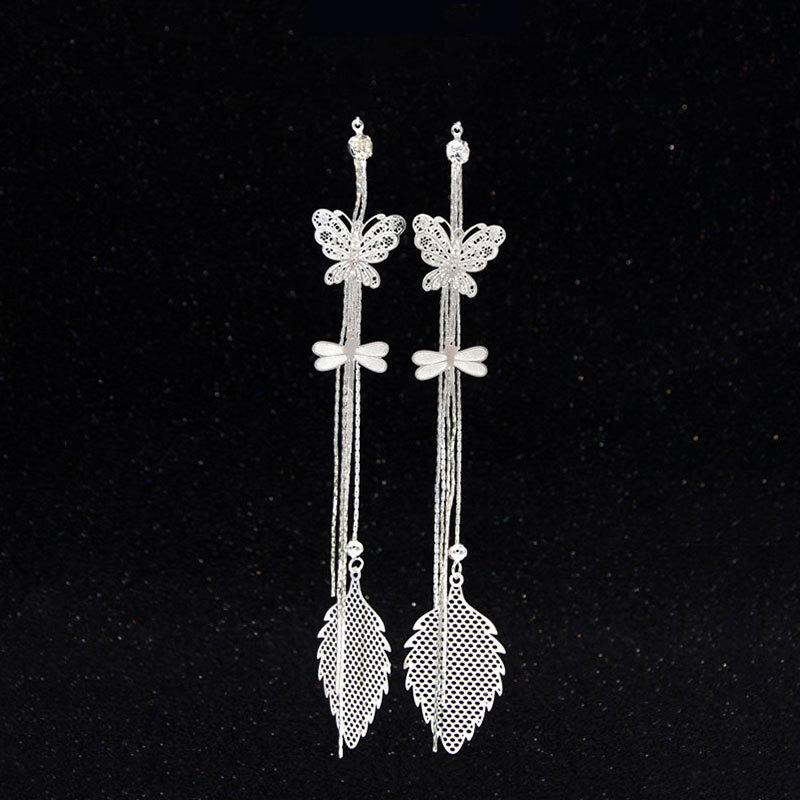 

Engood 50Pcs Rhinestones Dragonfly Butterfly Leaves Long Button Sewing Trim & Embellishments Craft Buckle DIY Jewelry Earring срібний