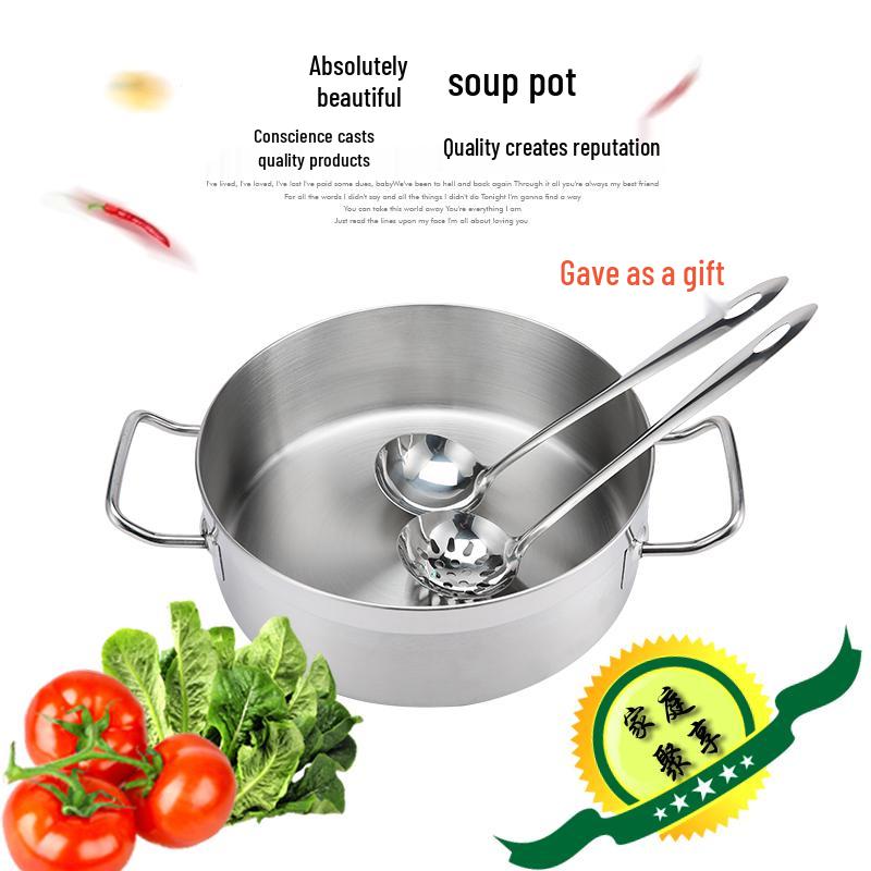 304 Stainless Steel Non-stick Soup Pot with Thickened Composite Bottom for Induction Cookers, Double Handles, Universal Hot Pot for Household Use.