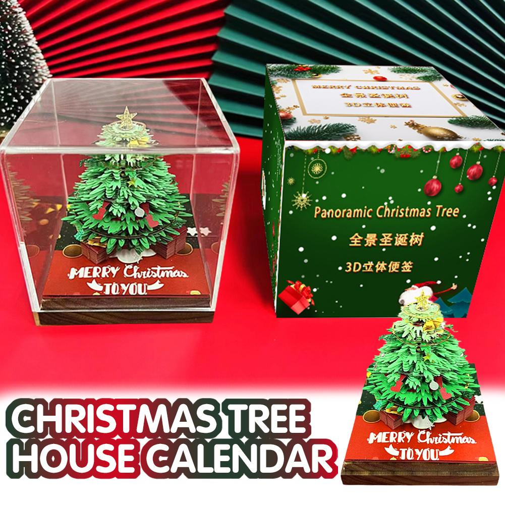 3D Desk Calendar 2025 Christmas Tree House Tear-Away Paper W Art 3D Year Gifts Christmas New LE Q4X4