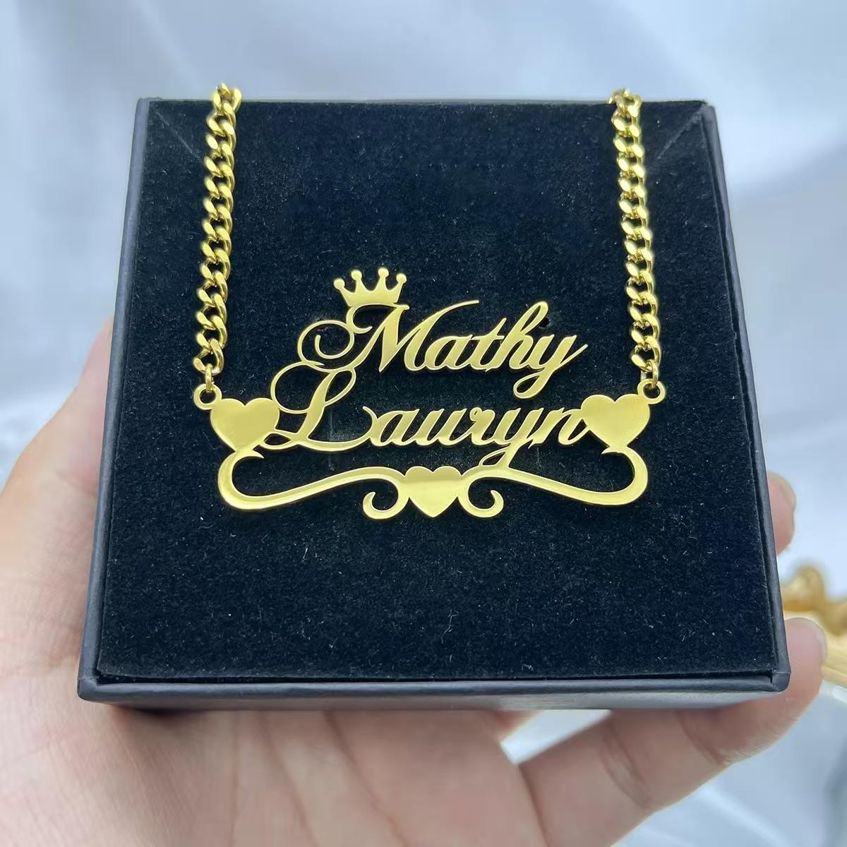 Qiuhan Hot Selling Trendy Gold Plated Link Chain Custom Name English Letter Personalized Stainless Steel Necklace Gift Style&18inches(45.72cm) золотой