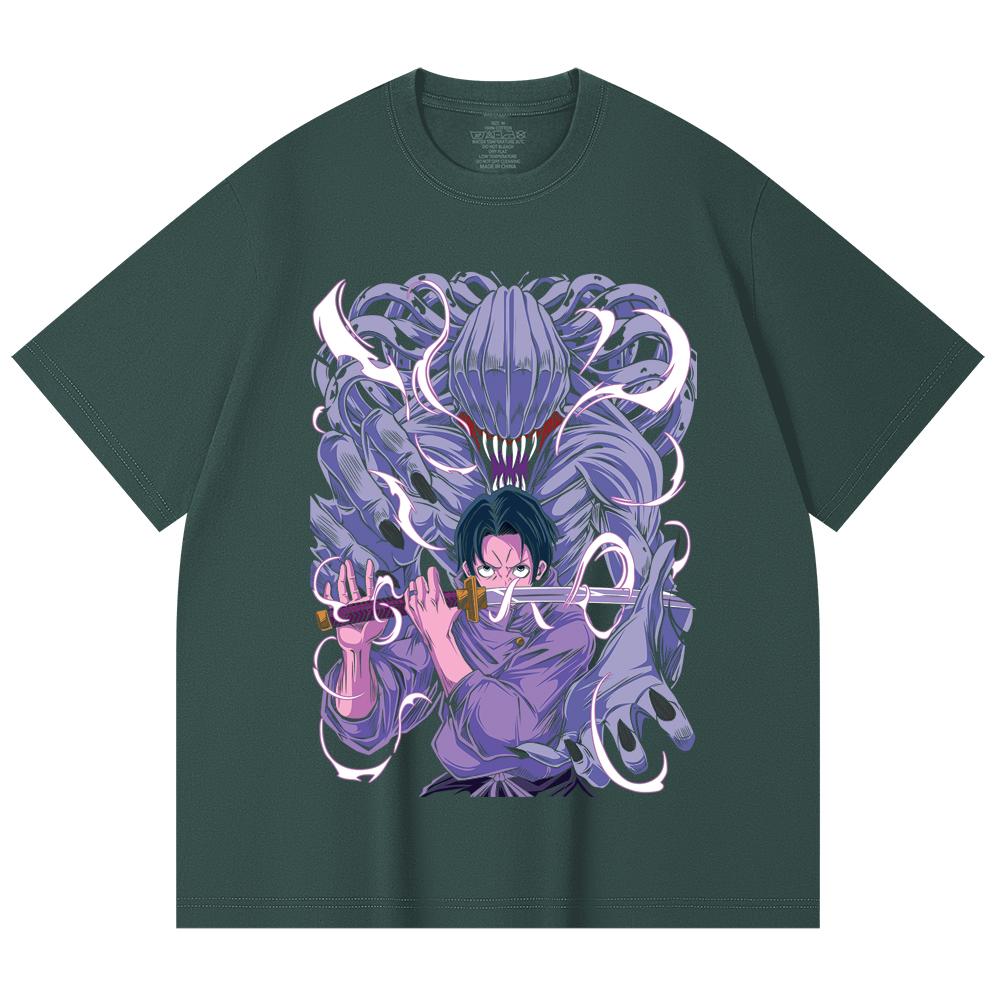 230 Gsm 100% Cotton Jujutsu Kaisen V52 Yuta Print Unisex Heavy Cotton T Shirt