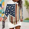Women Plus Size Round Neck Long Sleeve American Eagle Printed Sweatshirt Mini Dress