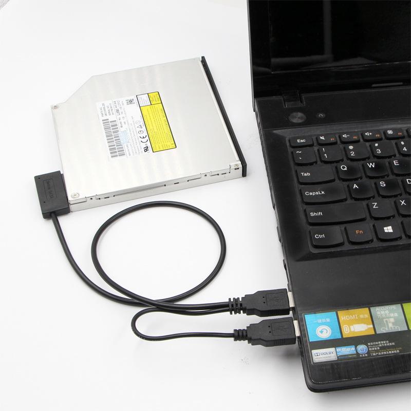 SATA to USB 2.0 6pin+7pin 13pin Adapter Cable External Power Cable for Laptop Optical Drive CD/DVD ROM Slimline Drive Converter