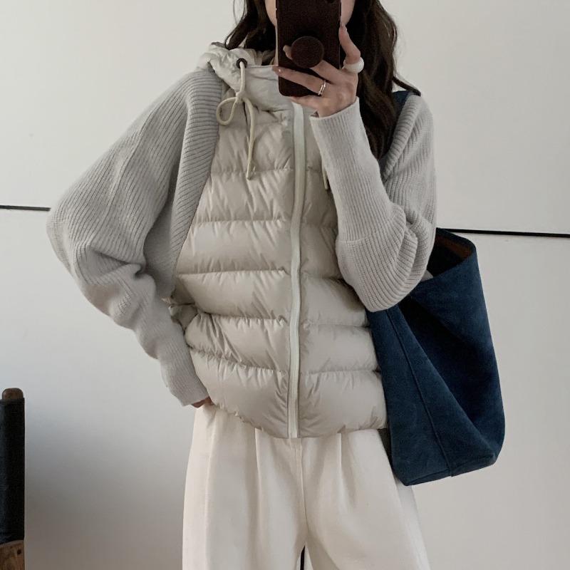 Knitted Sweater Sleeve Splicing Down Cotton Suit Women's Winter Casual Jacket T Short Winter Cotton Suit