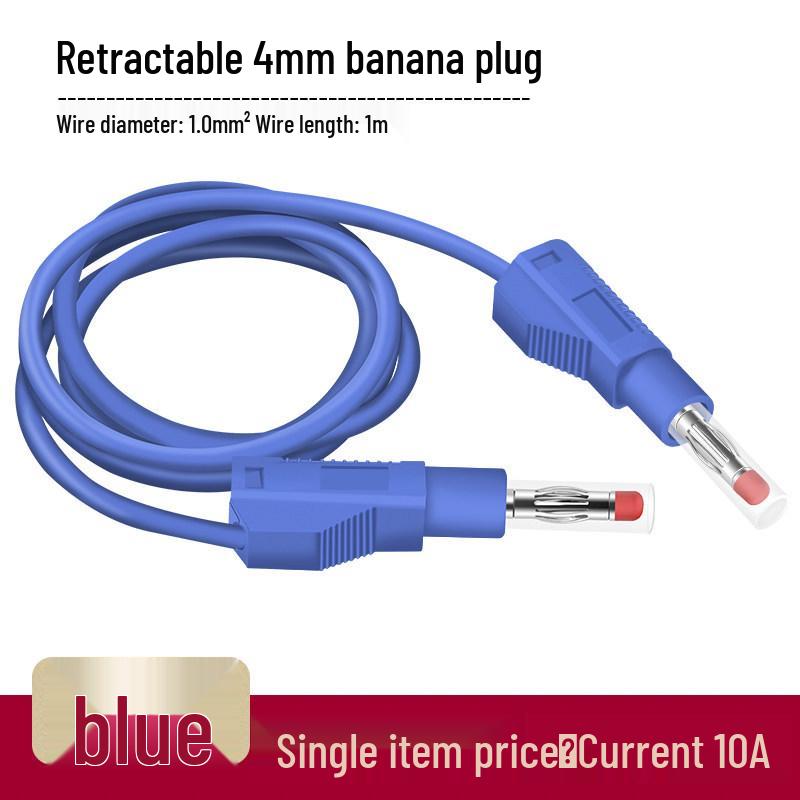 4mm Stackable Banana Plug with Safety Shroud & Spring-Retractable Nitrile Wire Test Lead