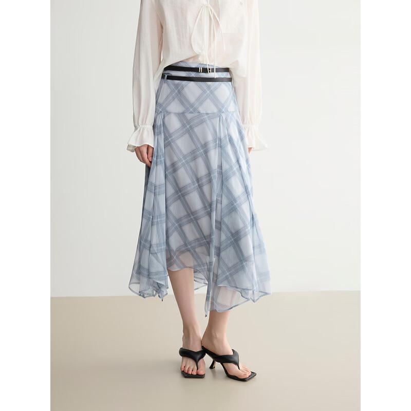 ELLE French Plaid Chiffon A-line Skirt