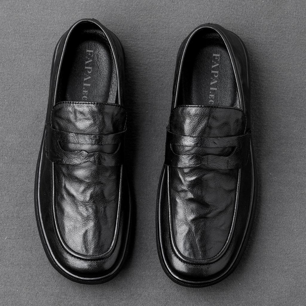 Lazy loafers men's one-pedal Doudou shoes men's casual leather shoes soft soles fashionable trendy non-slip soft soles