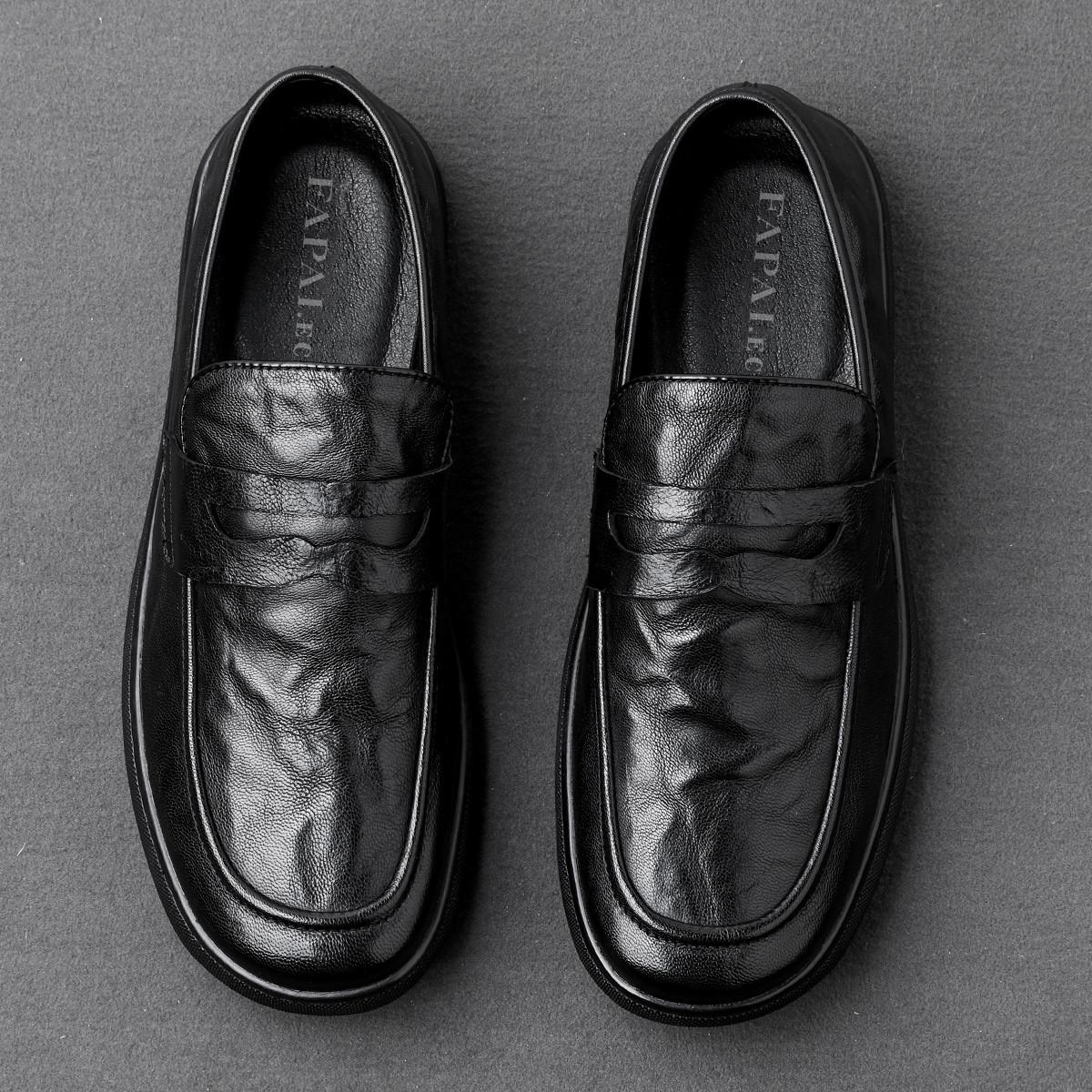 

Ленивые лоферы мужские однопедальные туфли Doudou мужские повседневные кожаные туфли мягкая подошва модные трендовые нескользящие мягкие подошвы 44