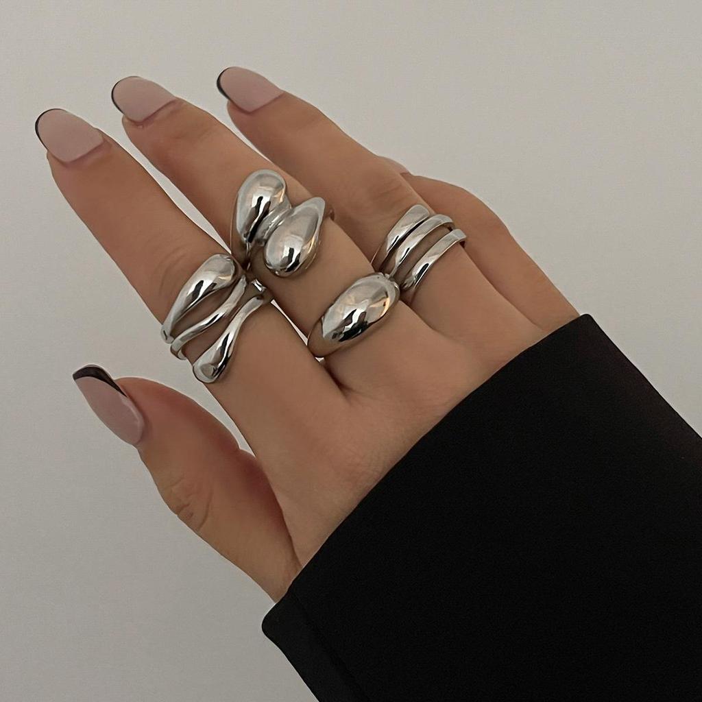 European & American Punk Wide Metal Textured Spring Bracelet for Women