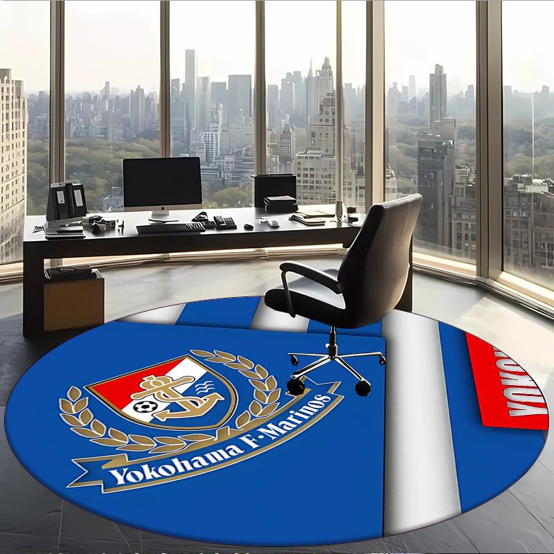 Yokohama F Marinos (1) Round Office Rug Decorative Floor Rug for Office Bedroom Living Room and Home Space