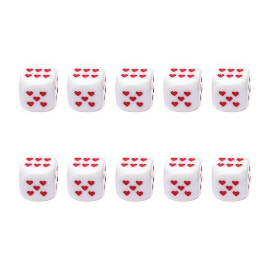 10Pcs 25MM Love Heart Acrylic Dice Rounded Corner Six-Sided Large Dice Game Night Drinking Board Game Dice Prop Casino Equipment