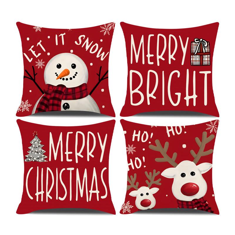 New Santa Claus Snowman Printed Pillow Cover Living Room Sofa Cartoon Pattern Cushion Cover Pillow Cover