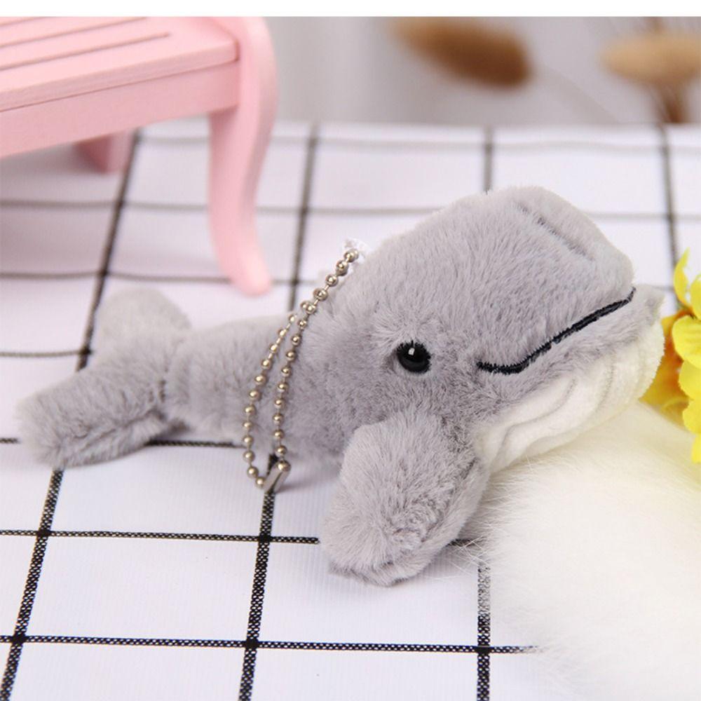 Cute Plush Stuffed Whale Keychain Cartoon Marine Organism Keyring Lovely Cetacean Pendant Kids