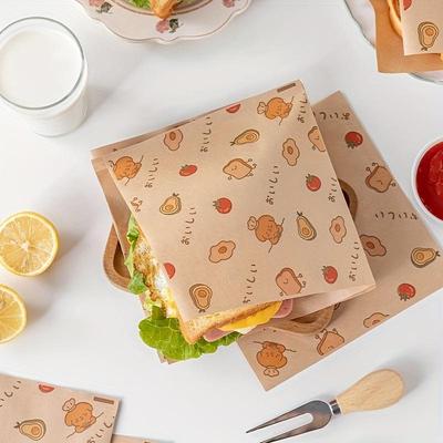 Papier do pakowania kanapek, składany i cięty, odpowiedni do użytku domowego w kuchenkach mikrofalowych i do pakowania odpornego na olej, specjalistyczne torby papierowe do użytku komercyjnego przeznaczone do kontaktu z żywnością