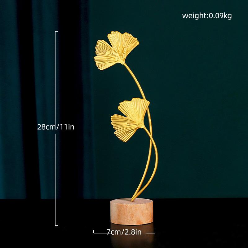 

Миниатюрные фигурки из золотых листьев гинкго, деревянная скандинавская статуэтка с орнаментом для гостиной, стола, офиса, украшения дома, аксессуары