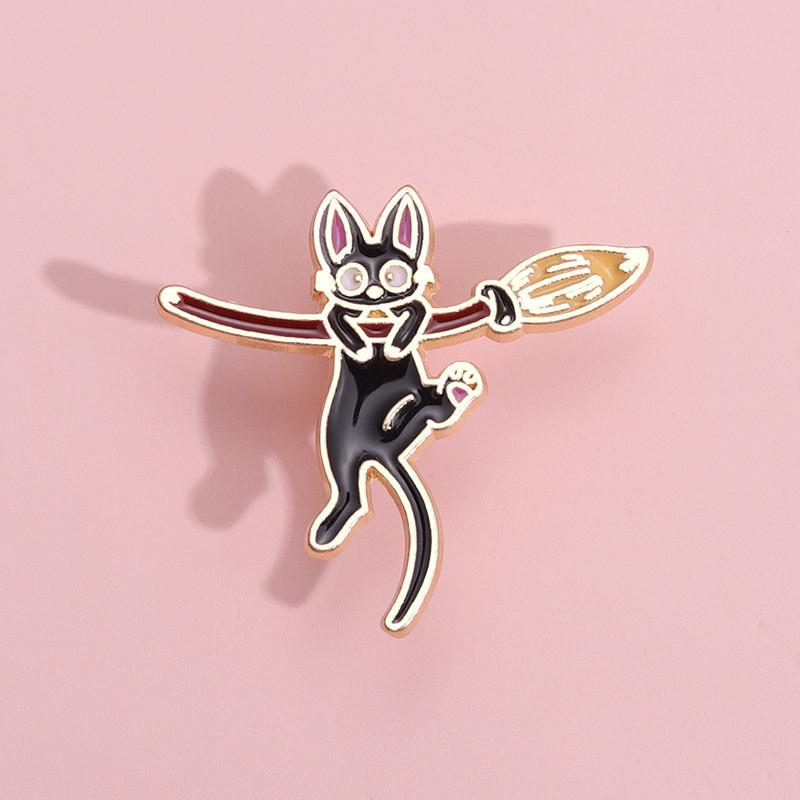 Chic Cat Black Lapel Pin Stylish Alloy Brooch Perfect For Decoration And Giving Gift