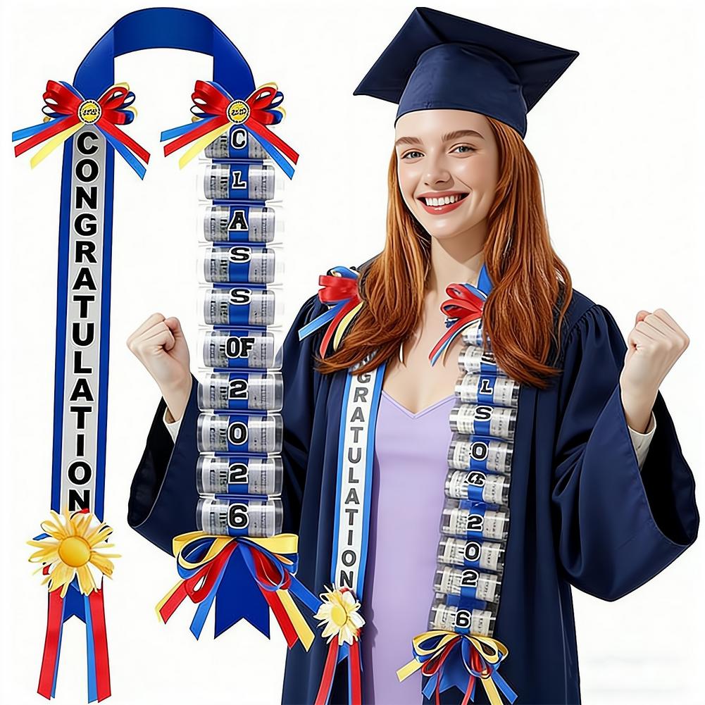 2026 Graduation Money Lei, Class of 2026 Graduation Ribbon Leis Grad Cash Gifts Party Supplies and Photo Props for High School College