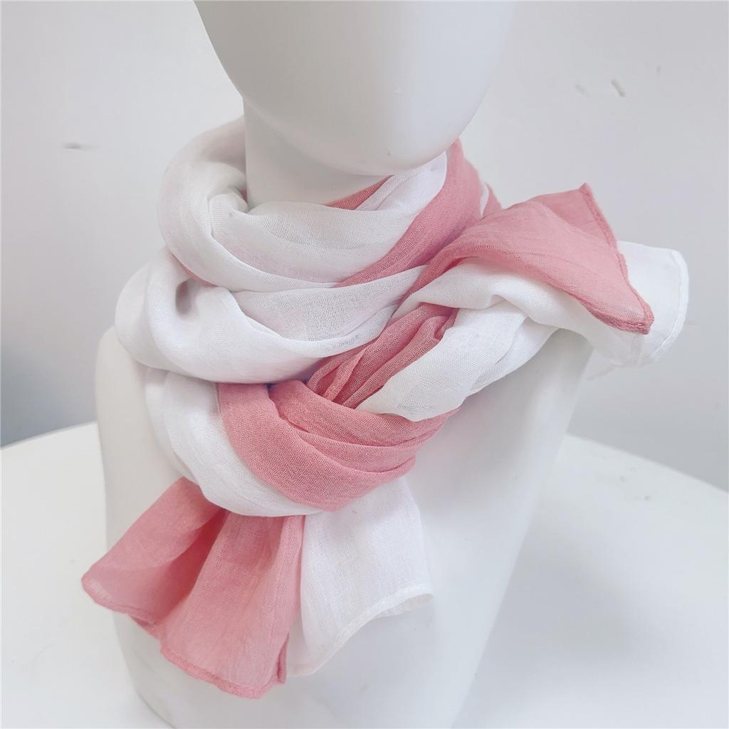 Two-Color Spliced Cotton And Linen Scarf, Very Soft To The Touch, With A Sense Of Drooping, Support