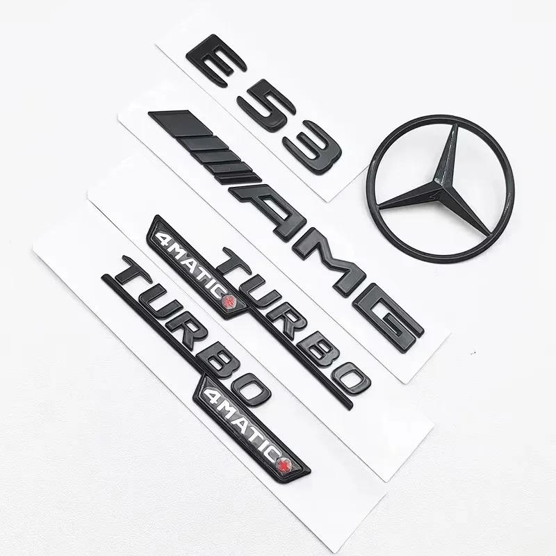 AABII1 3D ABS Black E53 Logo Letters TURBO Badge Car Rear Star Sticker Trunk AMG Emblem For Mercedes Benz AMG W212 W213 E Class