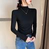 Women's Slim Fit Plush Shirts - Half-High Collar, Long Sleeves, Perfect for Autumn/Winter
