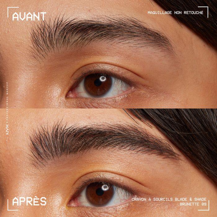NYX Professional Makeup Blade &amp; Shade, Crayon sourcils double embout, tenue jusqu'à 16h, Brunette